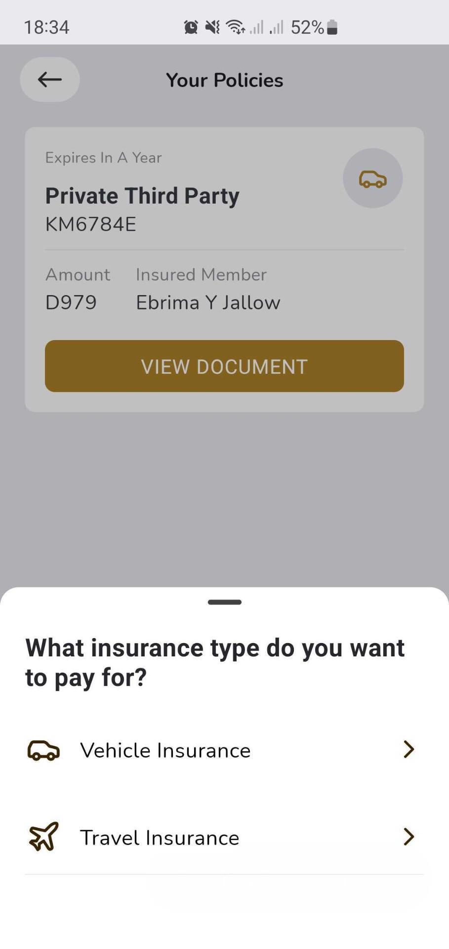 Insurance screenshot